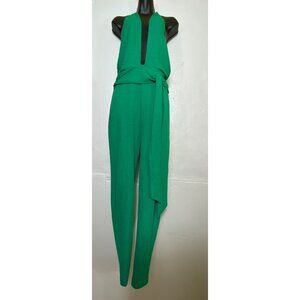 Fashion Nova Green Halter Jumpsuit XL Sexy Stretch Club Party Catsuit Bodycon